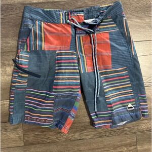 Burton Mens Board Shorts Swim‎ Trunks Size 30 Multicolor Patchwork Swimsuit